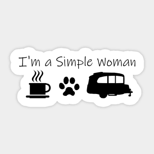 Airstream Basecamp "I'm a Simple Woman" - Coffee, Cats & Basecamp T-Shirt Sticker